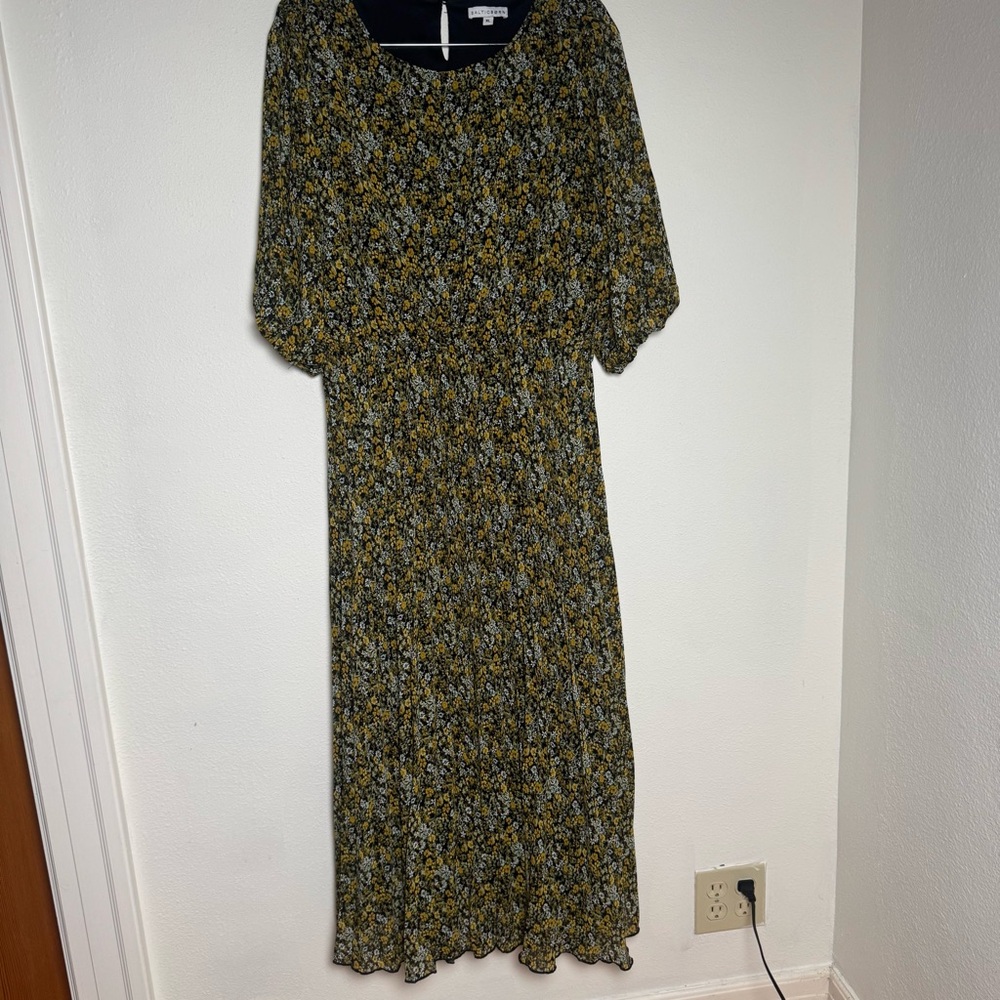 Baltic Born Black and Mustard Floral Midi Dress